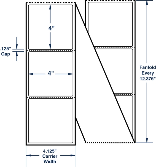 Compulabel 670904 4" x 4" Fanfold Thermal Transfer Labels