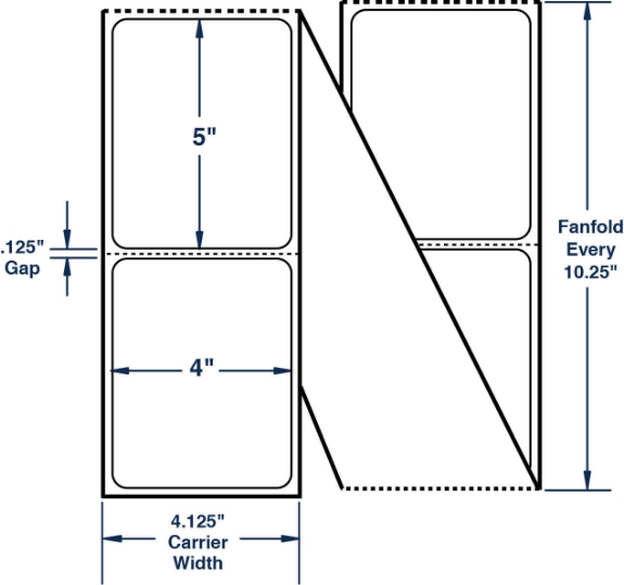 Compulabel 670948 4" x 5" Fanfold Thermal Transfer Labels