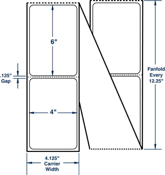 Compulabel 672118 4" x 6" Fanfold Thermal Transfer Labels