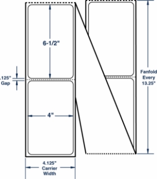 Compulabel 670105 Compulabel 670105 4" x 6-1/2" Fanfold Thermal Transfer Labels