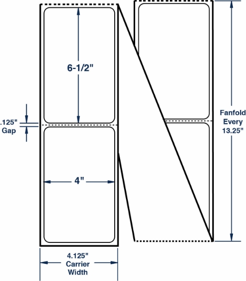 Compulabel 670105 4" x 6-1/2" Fanfold Thermal Transfer Labels