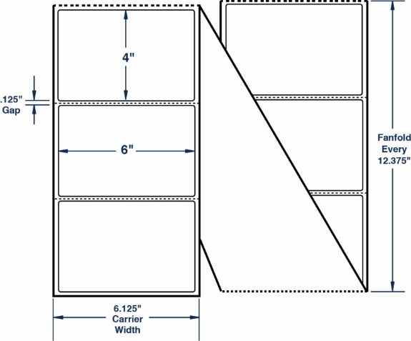 Compulabel 672006 6" x 4" Fanfold Thermal Transfer Labels