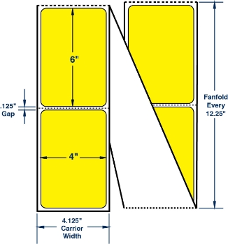 Compulabel 640388 Compulabel 640388 4" x 6" Pantone Yellow Fanfold Thermal Transfer Labels