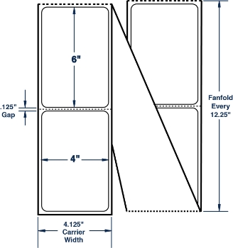 Compulabel 640757 Compulabel 640757 4" x 6" Aggressive Adhesive Fanfold Thermal Transfer Labels