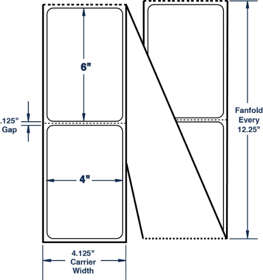 Compulabel 640757 4" x 6" Aggressive Adhesive Fanfold Thermal Transfer Labels