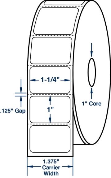 Compulabel 530537 1-1/4" x 1" Desktop Direct Thermal Labels