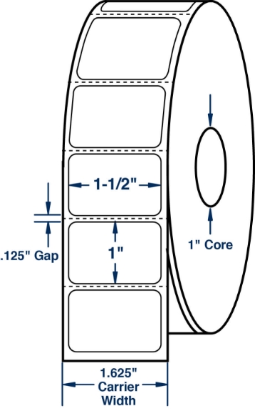 Compulabel 530548 1-1/2" x 1" Desktop Direct Thermal Labels