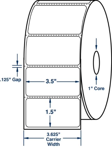 Compulabel 530651 3-1/2" x 1-1/2" Desktop Direct Thermal Labels