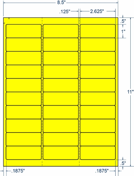 Compulabel 311152 2-5/8" x 1" Fluorescent Yellow Sheeted Labels 100 Sheets