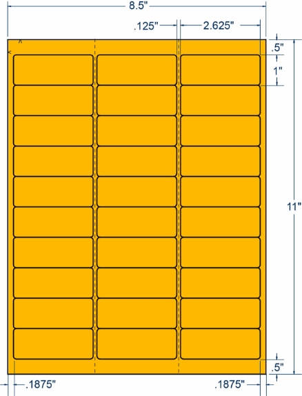 Compulabel 311207 2-5/8" x 1" Fluorescent Orange Sheeted Labels 100 Sheets