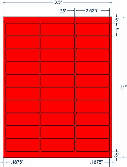 Compulabel 311106 2-5/8" x 1" Fluorescent Red Sheeted Labels 100 Sheets