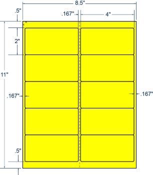 Compulabel 312186 Compulabel 312186 4" x 2" Fluorescent Yellow Sheeted Labels 100 Sheets