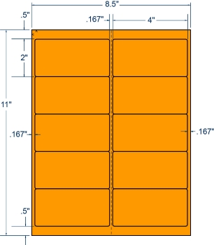 Compulabel 312197 Compulabel 312197 4" x 2" Fluorescent Orange Sheeted Labels 100 Sheets