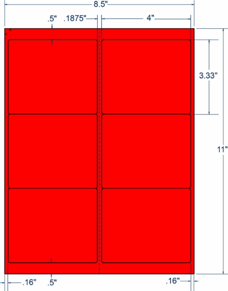 Compulabel 312355 4" x 3-1/3" Fluorescent Red Sheeted Labels 100 Sheets