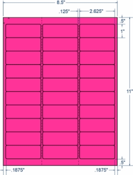 Compulabel 330287 Compulabel 330287 2-5/8" x 1" Fluorescent Pink Sheeted Labels 250 Sheets