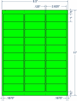Compulabel 330276 Compulabel 330276 2-5/8" x 1" Fluorescent Green Sheeted Labels 250 Sheets