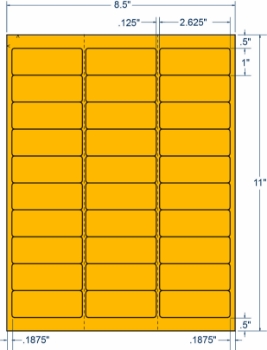 Compulabel 330311 Compulabel 330311 2-5/8" x 1" Fluorescent Orange Sheeted Labels 250 Sheets