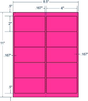 Compulabel 331211 Compulabel 331211 4" x 2" Fluorescent Pink Sheeted Labels 250 Sheets