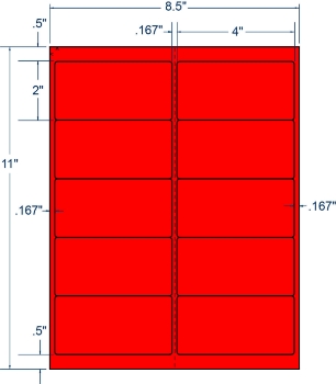 Compulabel 331165 Compulabel 331165 4" x 2" Fluorescent Red Sheeted Labels 250 Sheets