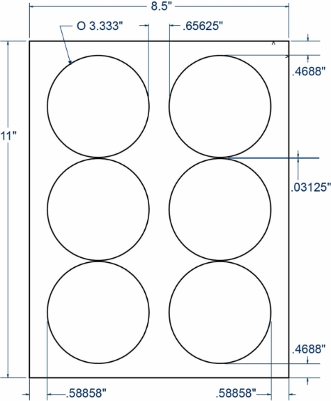 Compulabel 331200 3-1/3" Diameter Circular Labels 250 Sheets