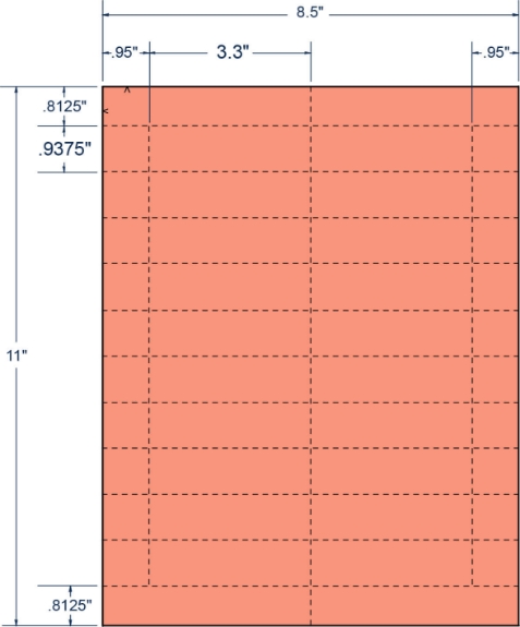 Compulabel 410253 3-1/3" x 15/16" Cherry Sheeted Cards 100 Sheets