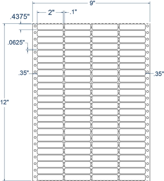 Compulabel 140051 2" x 7/16" Pinfeed Labels