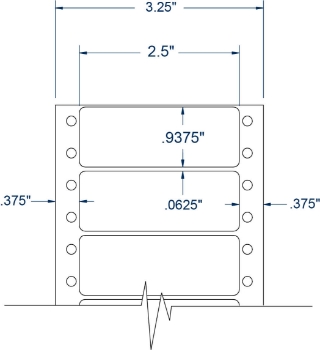 Compulabel 110507 Compulabel 110507 2-1/2" x 15/16" Pinfeed Labels
