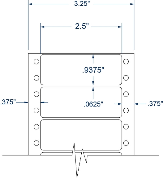 Compulabel 110507 2-1/2" x 15/16" Pinfeed Labels