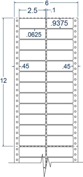 Compulabel 120104 2-1/2" x 15/16" Pinfeed Labels