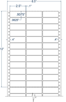 Compulabel 130206 Compulabel 130206 2-1/2" x 15/16" Pinfeed Labels