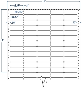 Compulabel 140556 Compulabel 140556 2-1/2" x 15/16" Pinfeed Labels