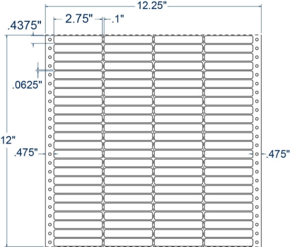 Compulabel 140106 2-3/4" x 7/16" Pinfeed Labels