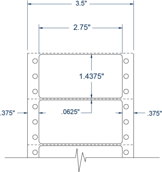 Compulabel 111058 2-3/4" x 1-7/16" Pinfeed Labels