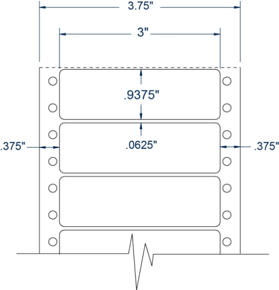 Compulabel 110608 3" x 15/16" Pinfeed Labels