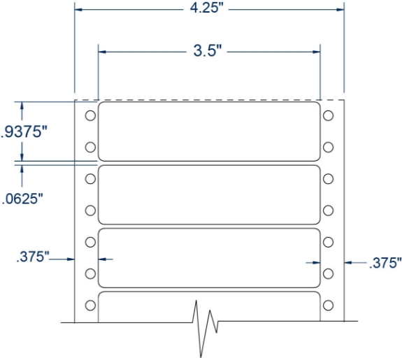 Compulabel 110654 3-1/2" x 15/16" Pinfeed Labels