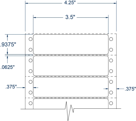 Compulabel 110700 3-1/2" x 15/16" Pinfeed Labels