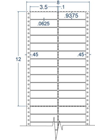 Compulabel 120150 3-1/2" x 15/16" Pinfeed Labels