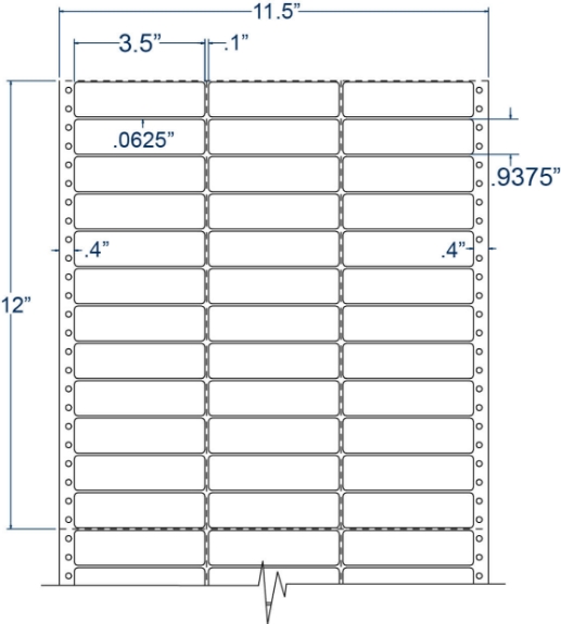 Compulabel 130307 3-1/2" x 15/16" Pinfeed Labels