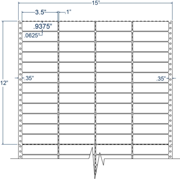 Compulabel 140400 3-1/2" x 15/16" Pinfeed Labels