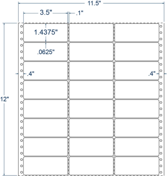 Compulabel 130408 3-1/2" x 1-7/16" Pinfeed Labels