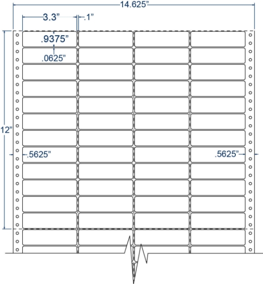 Compulabel 140354 3-1/3" x 15/16" Pinfeed Labels