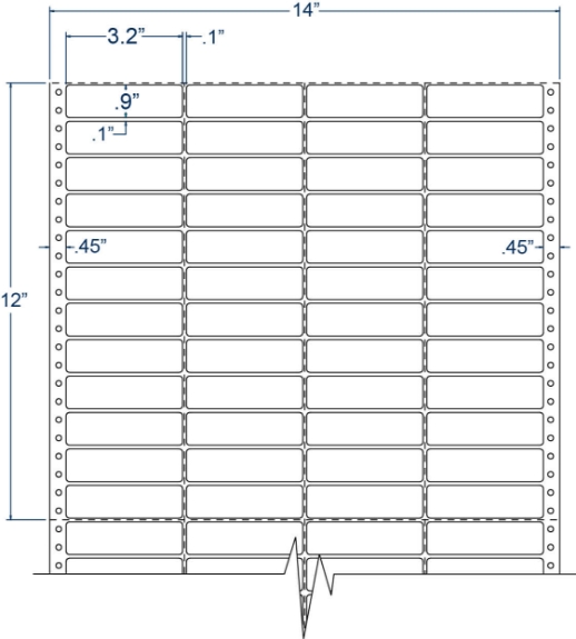 Compulabel 140455 3-1/5" x 9/10" Pinfeed Labels