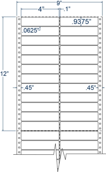 Compulabel 120205 4" x 15/16" Pinfeed Labels