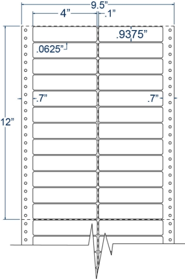 Compulabel 120251 4" x 15/16" Pinfeed Labels