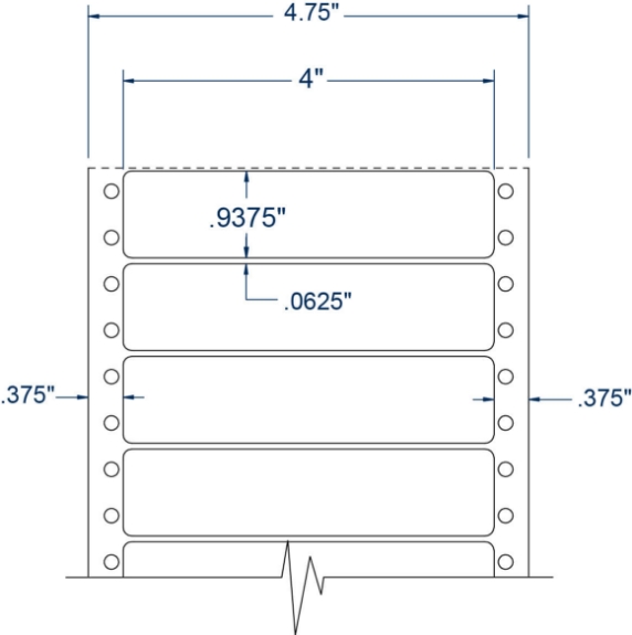 Compulabel 110755 4" x 15/16" Pinfeed Labels