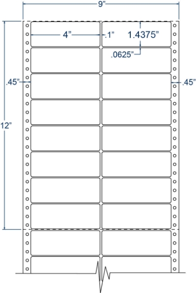 Compulabel 120407 4" x 1-7/16" Pinfeed Labels