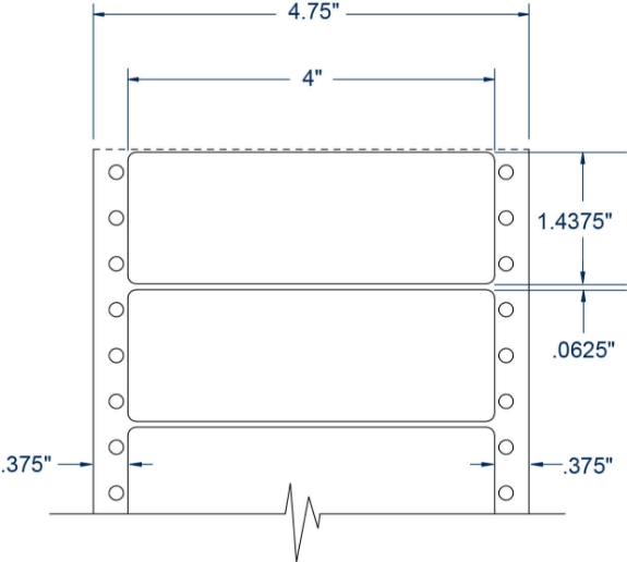 Compulabel 111150 4" x 1-7/16" Pinfeed Labels