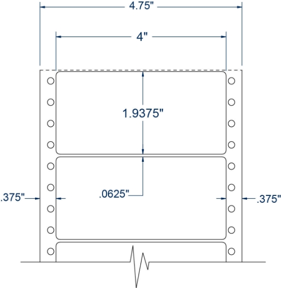 Compulabel 111407 4" x 1-15/16" Pinfeed Labels