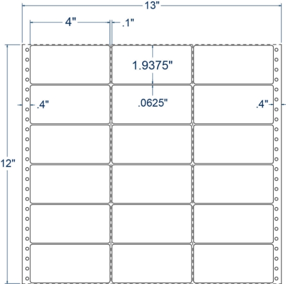 Compulabel 130500 4" x 1-15/16" Pinfeed Labels