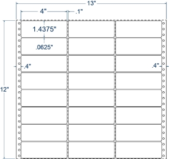 Compulabel 130454 Compulabel 130454 4" x 1-7/16" Pinfeed Labels